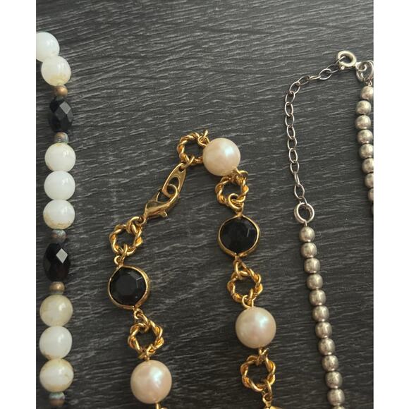 Vintage Lot of 6 Statement Necklaces Black And White Silver Tone Gold Tone - Picture 12 of 12